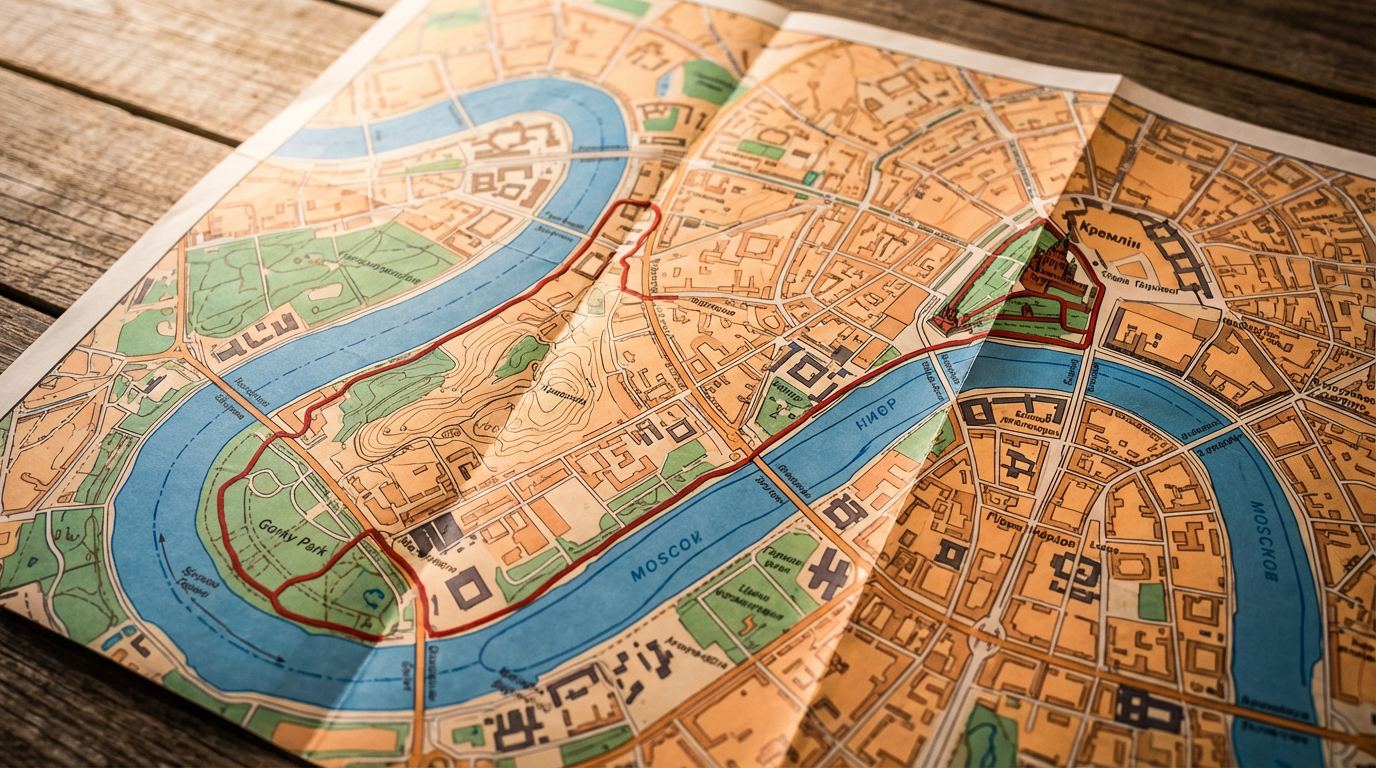 Карта популярного маршрута по Москве-реке